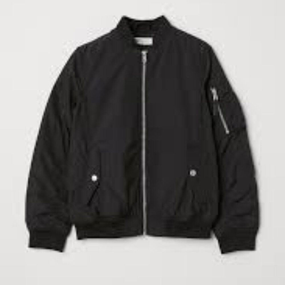 H&M Black Biker Nylon Flight Jacket Toddler 3/4 Years